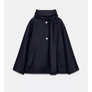 WOOL BLEND SHORT COAT WITH SCARF